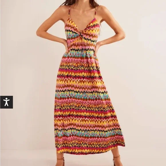 Boden | Dresses | Boden Strappy Jersey Maxi Dress Euc Ikat Print | Poshmark